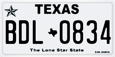 TX license plate BDL0834