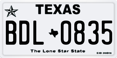 TX license plate BDL0835