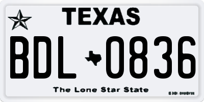 TX license plate BDL0836