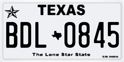 TX license plate BDL0845