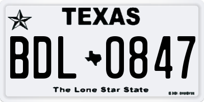 TX license plate BDL0847