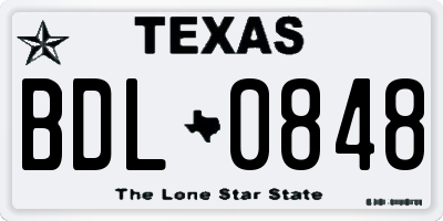 TX license plate BDL0848