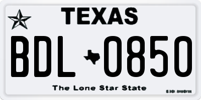 TX license plate BDL0850