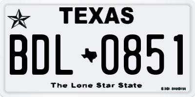 TX license plate BDL0851