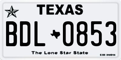 TX license plate BDL0853