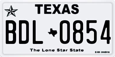 TX license plate BDL0854