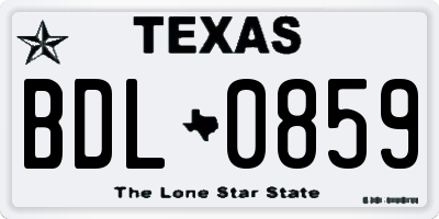 TX license plate BDL0859