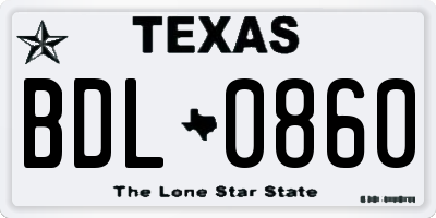 TX license plate BDL0860