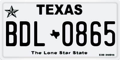 TX license plate BDL0865