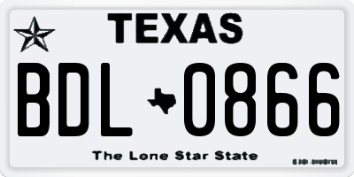 TX license plate BDL0866