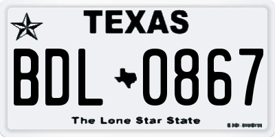 TX license plate BDL0867