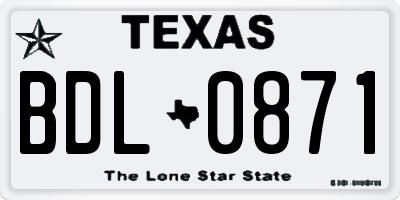 TX license plate BDL0871