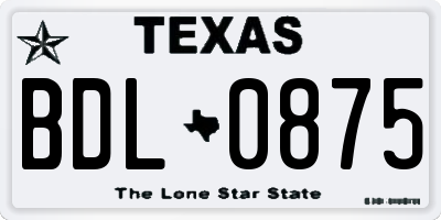 TX license plate BDL0875