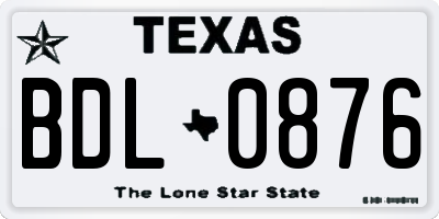 TX license plate BDL0876