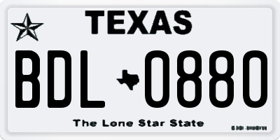 TX license plate BDL0880