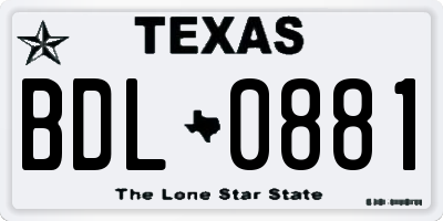 TX license plate BDL0881