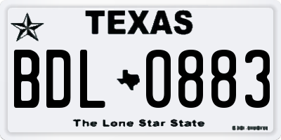 TX license plate BDL0883