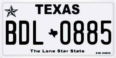 TX license plate BDL0885