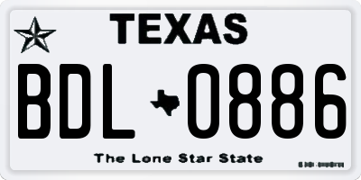 TX license plate BDL0886