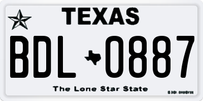 TX license plate BDL0887