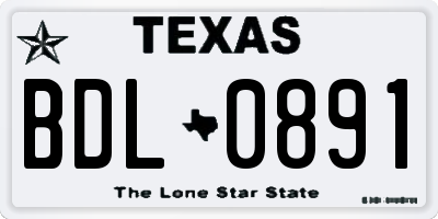 TX license plate BDL0891