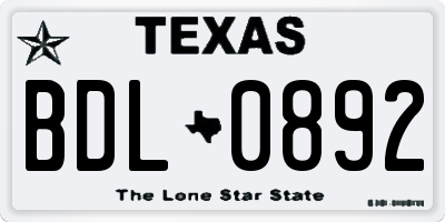 TX license plate BDL0892