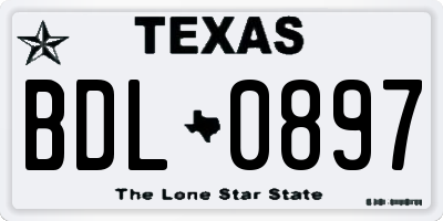 TX license plate BDL0897