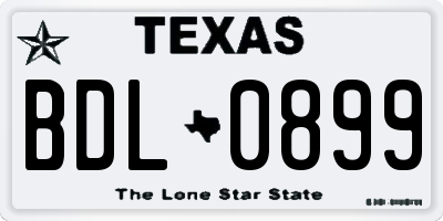 TX license plate BDL0899