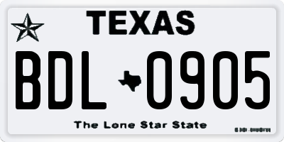 TX license plate BDL0905