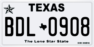 TX license plate BDL0908