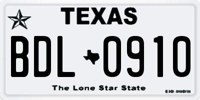 TX license plate BDL0910