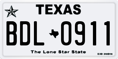 TX license plate BDL0911