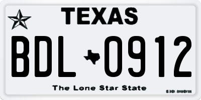 TX license plate BDL0912