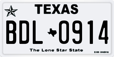 TX license plate BDL0914