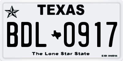 TX license plate BDL0917