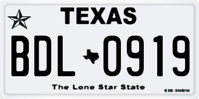 TX license plate BDL0919