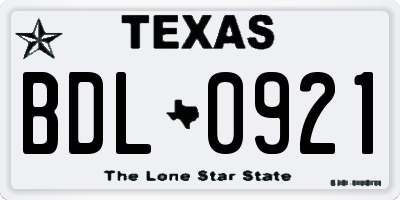 TX license plate BDL0921