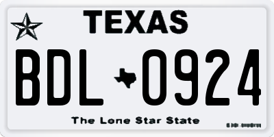 TX license plate BDL0924