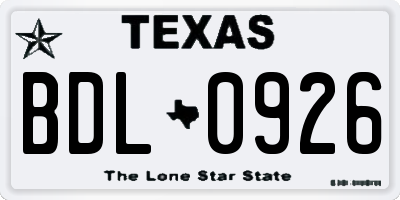 TX license plate BDL0926