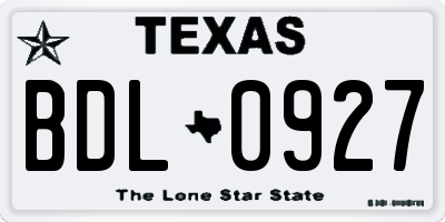 TX license plate BDL0927