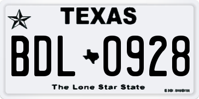TX license plate BDL0928