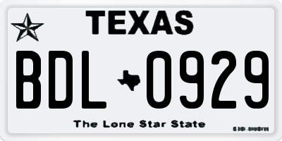 TX license plate BDL0929
