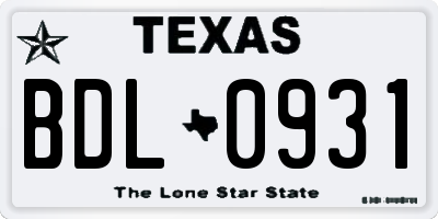 TX license plate BDL0931