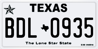TX license plate BDL0935
