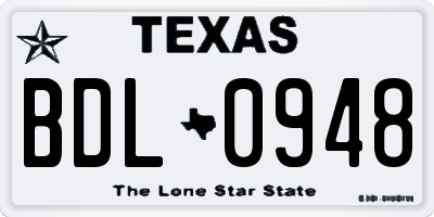 TX license plate BDL0948