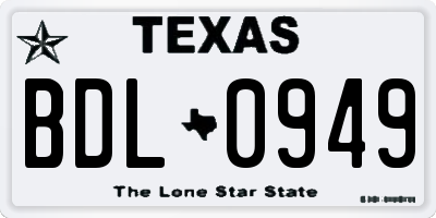 TX license plate BDL0949