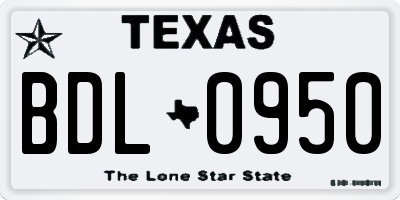 TX license plate BDL0950