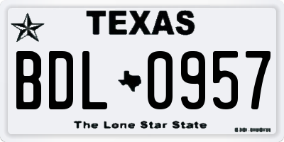 TX license plate BDL0957