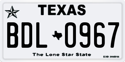 TX license plate BDL0967