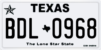 TX license plate BDL0968